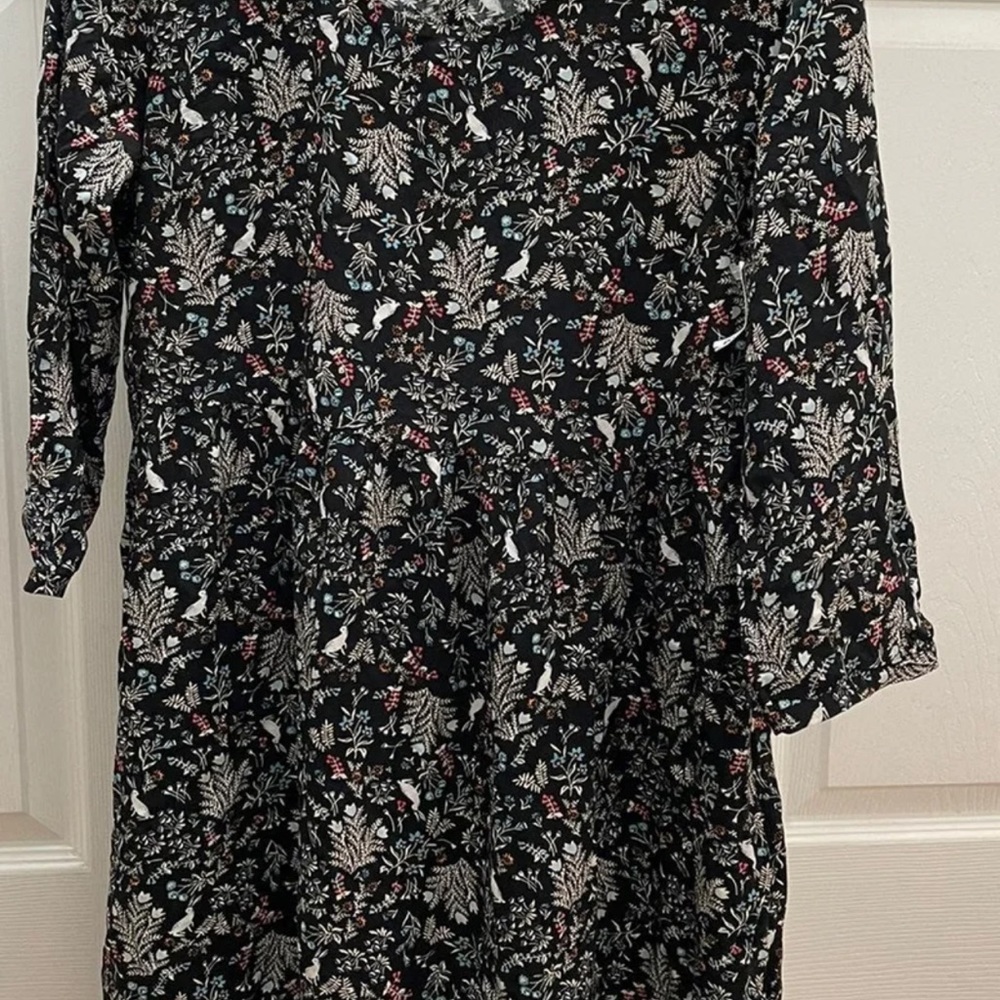 Old Navy Holiday dress Black print Sz S (Sz 4 only) Side zipper NEW
